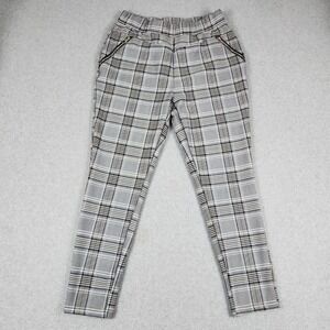 Angel Cult Plaid Pants Junior XL Gray Glen Plaid Zip Pocket Stretch Elastic